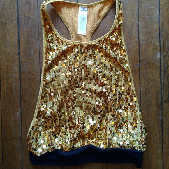 gold sequin dance top